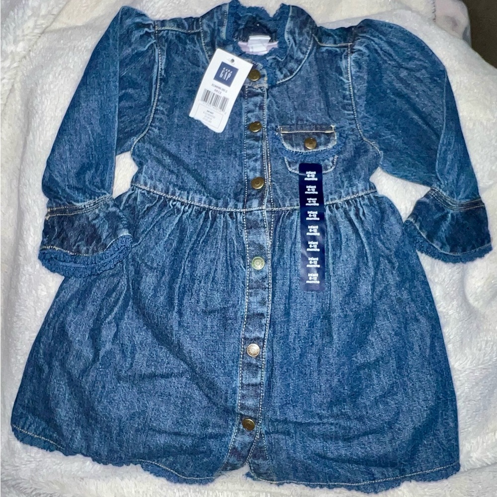 NWT Bay Gap Denim Dress 6-12 months